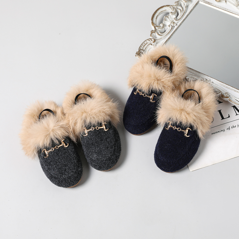 Kids Indoor Outdoor Slippers - AS New Kids Fur Shoes Children