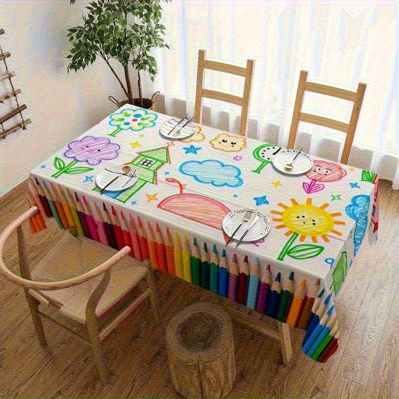 1pc Cartoon Pencil Pattern Tab - Kids Outdoor Dining Table recension och pris