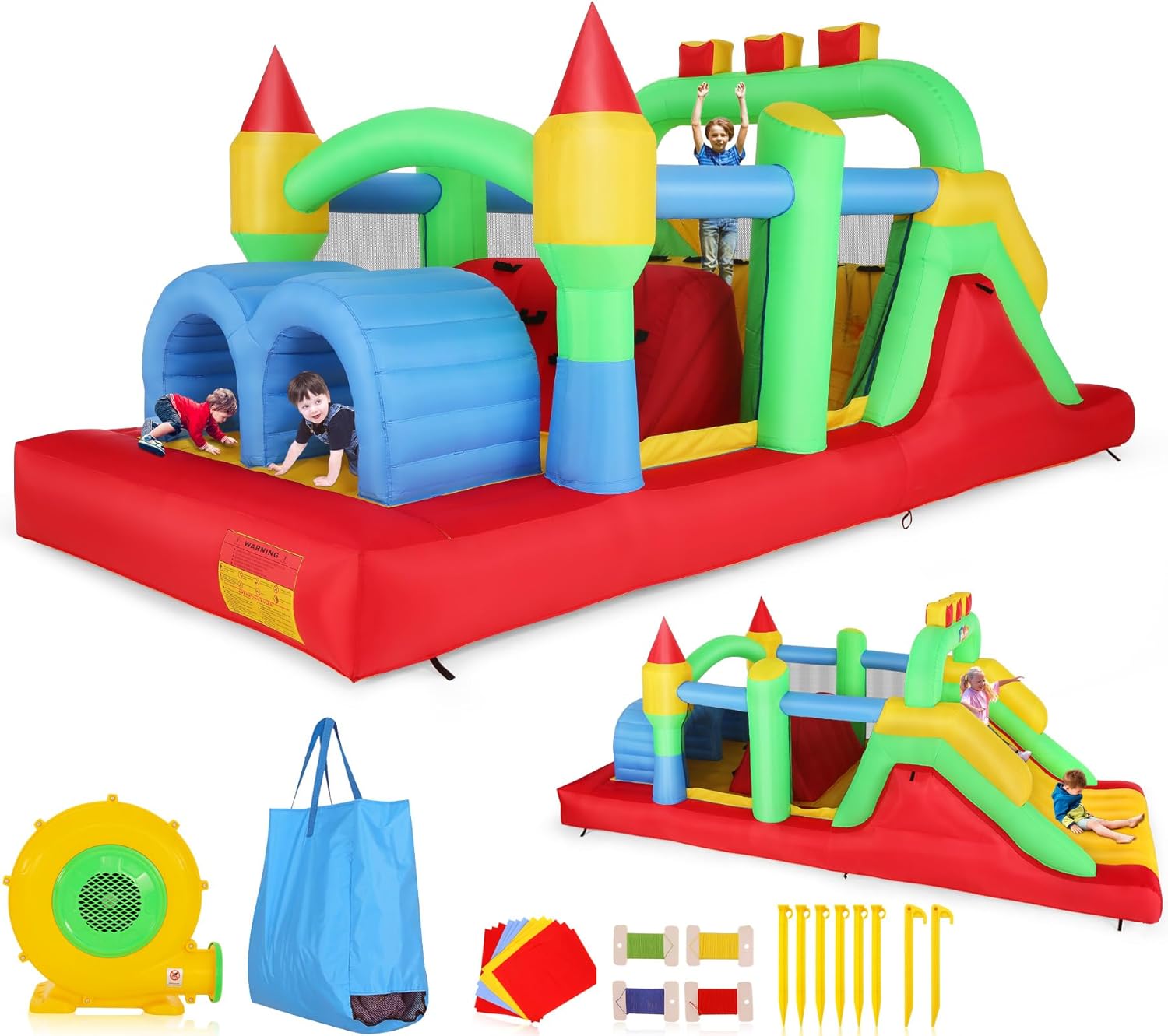KF Inflatable Obstacle Course  - Kids Outdoor Obstacle Course recension och pris