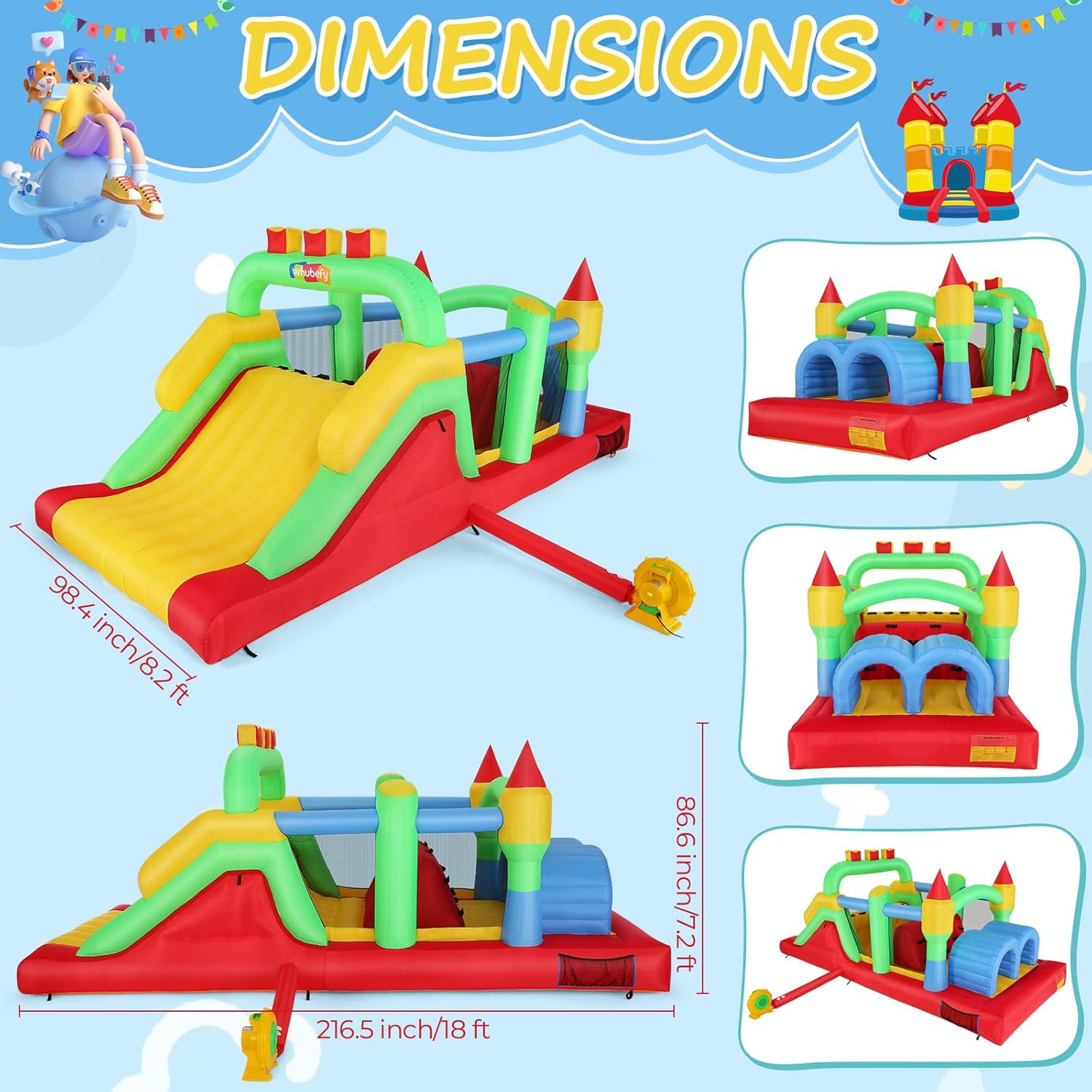 KF Inflatable Obstacle Course  - Kids Outdoor Obstacle Course recension och pris